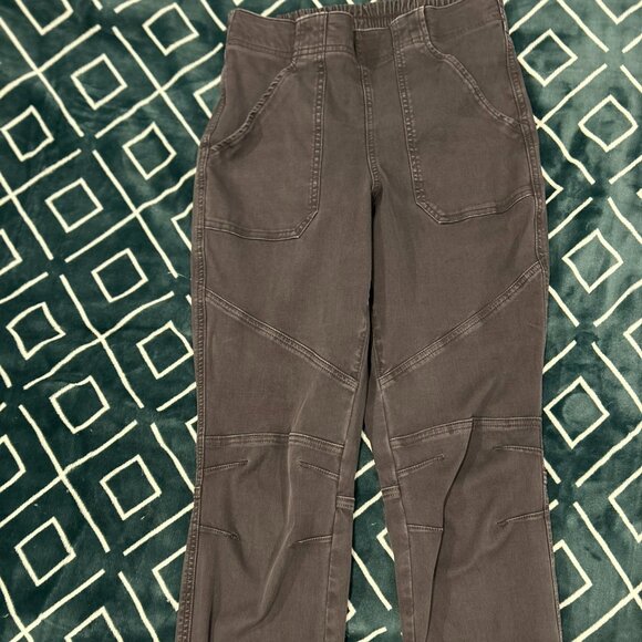 Spanx Stretch Twill Cargo Jogger Dark Grey Zip Ankles - Picture 2 of 3